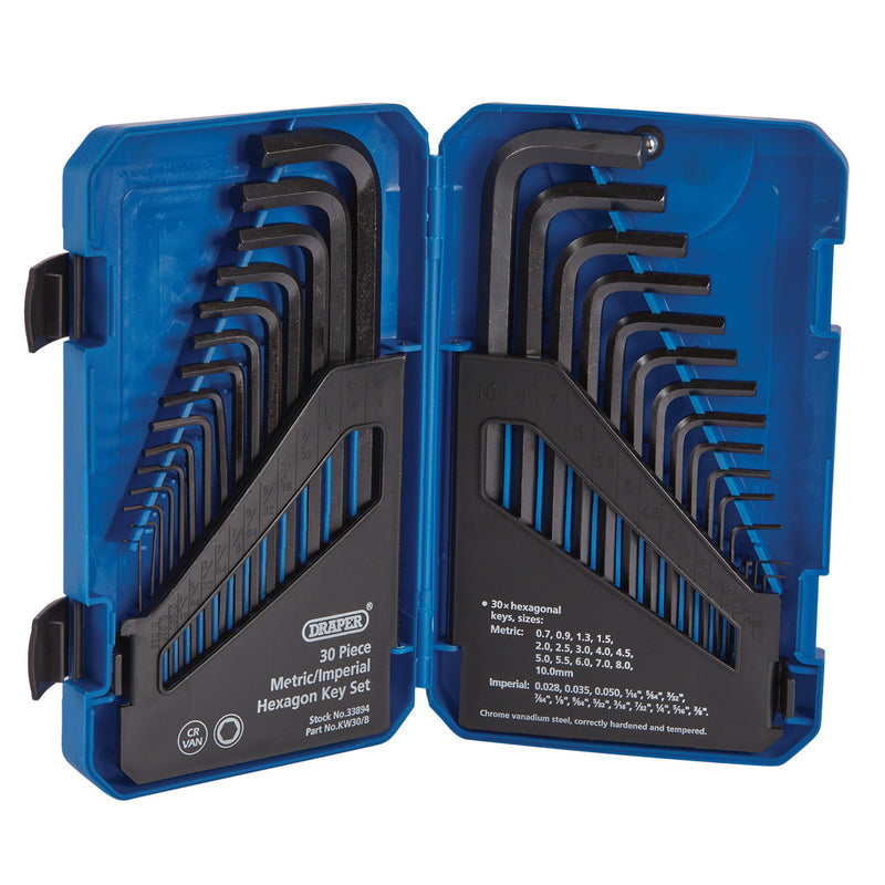 DR-33894 — Metric/Imperial Combined Long Pattern Hexagon Key Set (30 Piece)