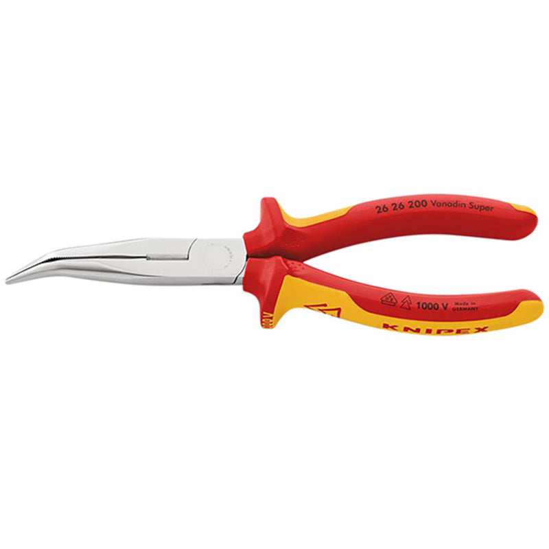 DR-34056 — KNIPEX 26 26 200 SB Snipe Nose Side Cutting Pliers Insulated with Multi-Component Grips, 200mm