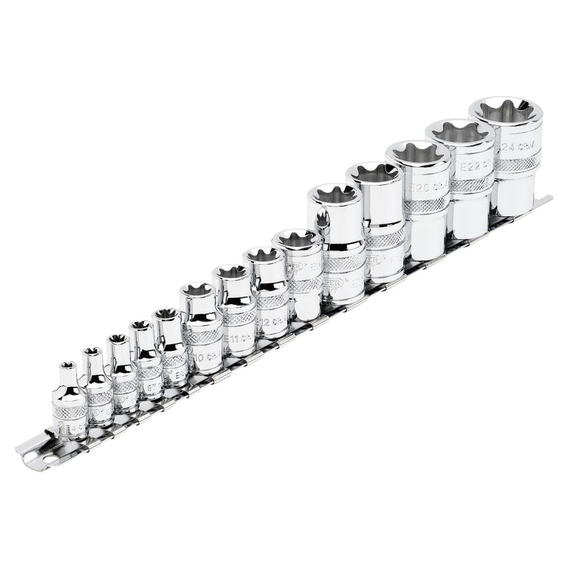 DR-34415 — Draper Expert TX-STAR® Socket Set on Rail, 1/4", 3/8" & 1/2" Sq. Dr. (14 Piece)