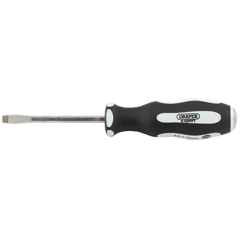 DR-35176 — Draper Expert 'Pound Thru' Plain Slot Soft Grip Screwdriver, 5.5 x 75mm