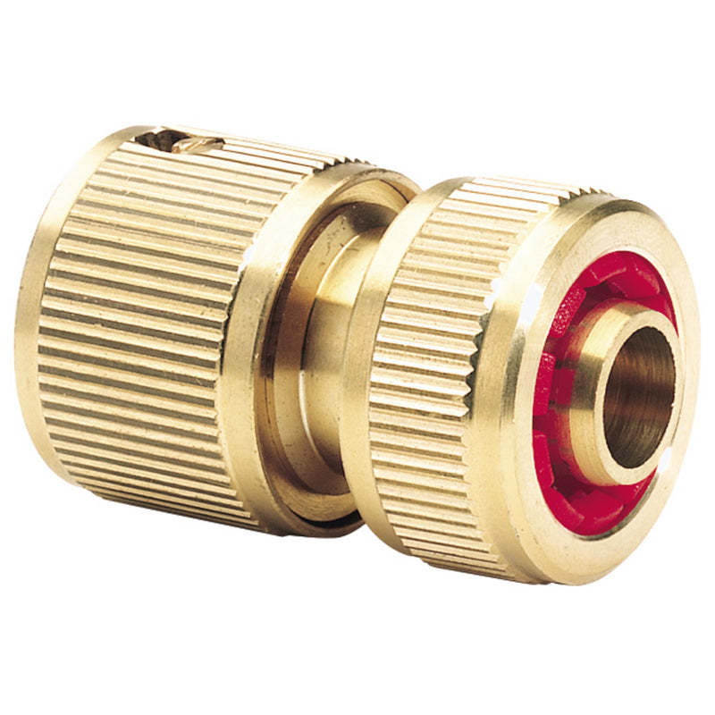 DR-36202 — Brass Hose Connector with Water Stop, 1/2"