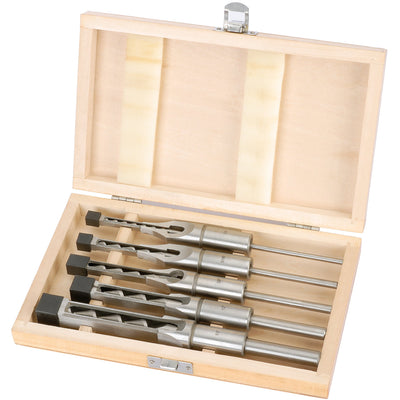 DR-40406 — Hollow Square Mortice Chisel and Bit Set (5 Piece)