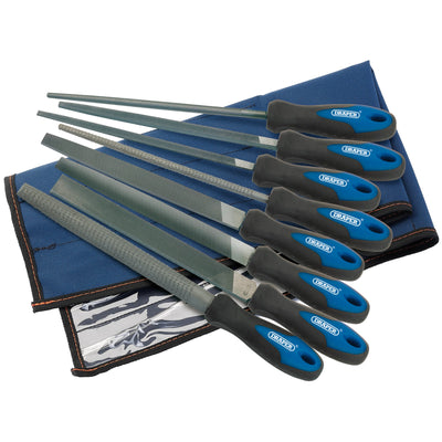 DR-44961 — Soft Grip Engineers File and Rasp Set, 200mm, Blue (8 Piece)