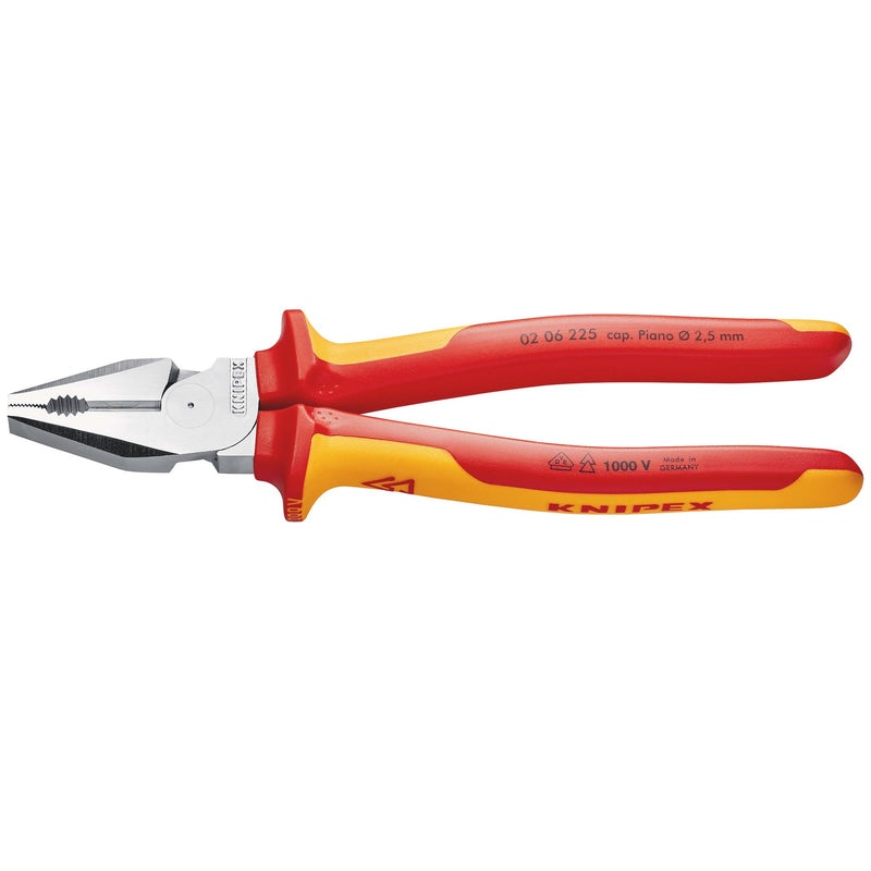 DR-49169 — KNIPEX 02 06 225 VDE High Leverage Combination Pliers, 225mm
