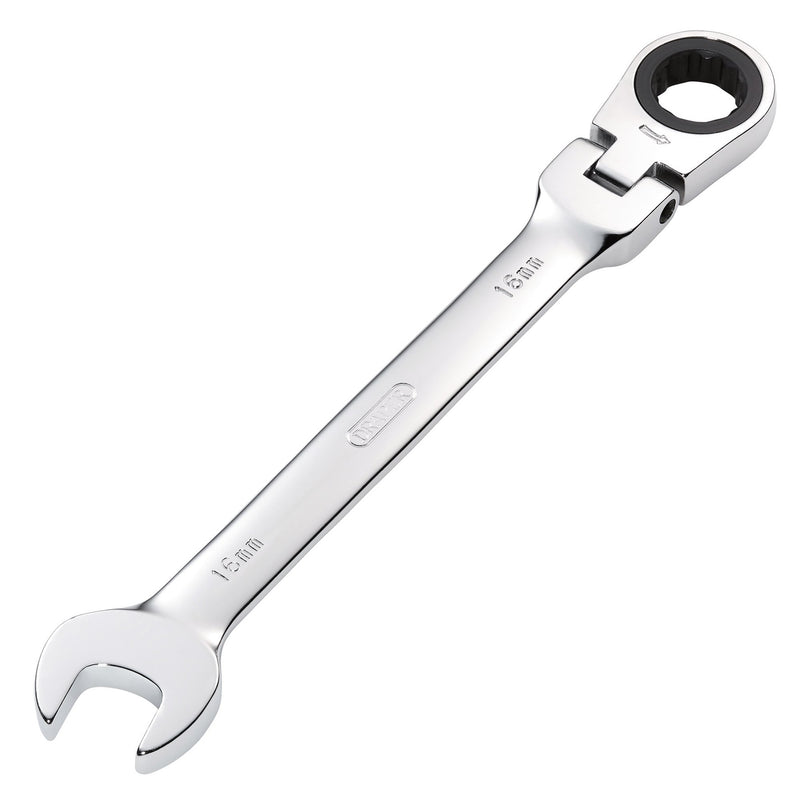 DR-52018 — Draper HI-TORQ® Metric Flexible Head Ratcheting Combination Spanner, 16mm