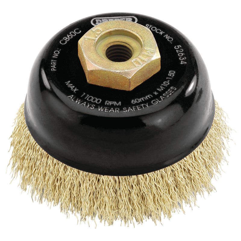 DR-52634 — Draper Expert Brassed Steel Crimped Wire Cup Brush, 60mm, M10