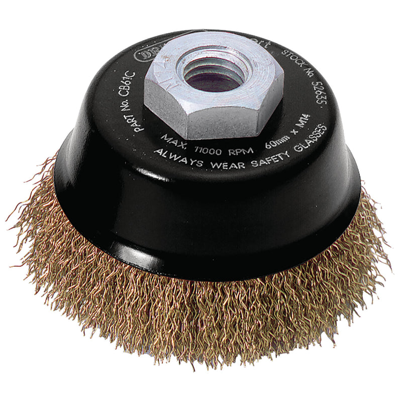 DR-52635 — Draper Expert Brassed Steel Crimped Wire Cup Brush, 60mm, M14