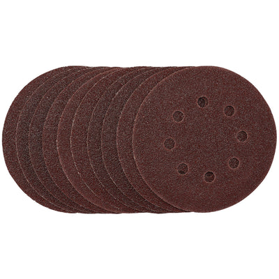 DR-54392 — Punched Sanding Discs, 125mm, Hook & Loop, 40 Grit, (Pack of 10)