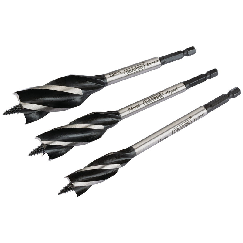 DR-54634 — Draper Expert 4 Fluted Auger Bit Set, 165mm (3 Piece)