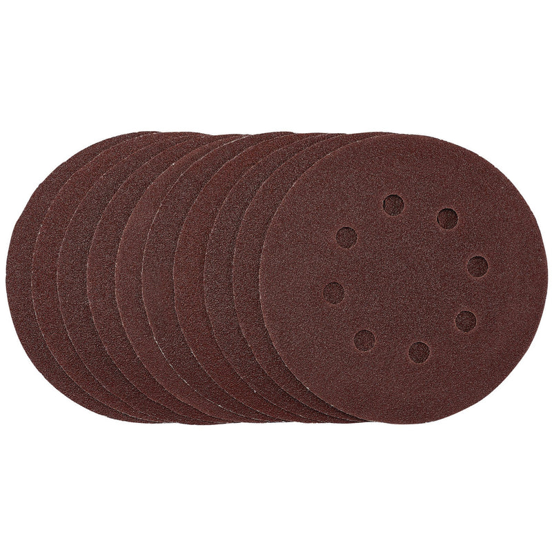 DR-54755 — Punched Sanding Discs, 125mm, Hook & Loop, 80 Grit, (Pack of 10)