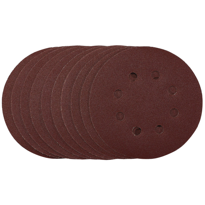 DR-54756 — Punched Sanding Discs, 125mm, Hook & Loop, 120 Grit, (Pack of 10)