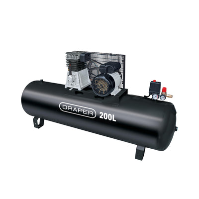 DR-55313 — 230V 200L Stationary Belt-Driven Air Compressor, 2.2kW/3HP
