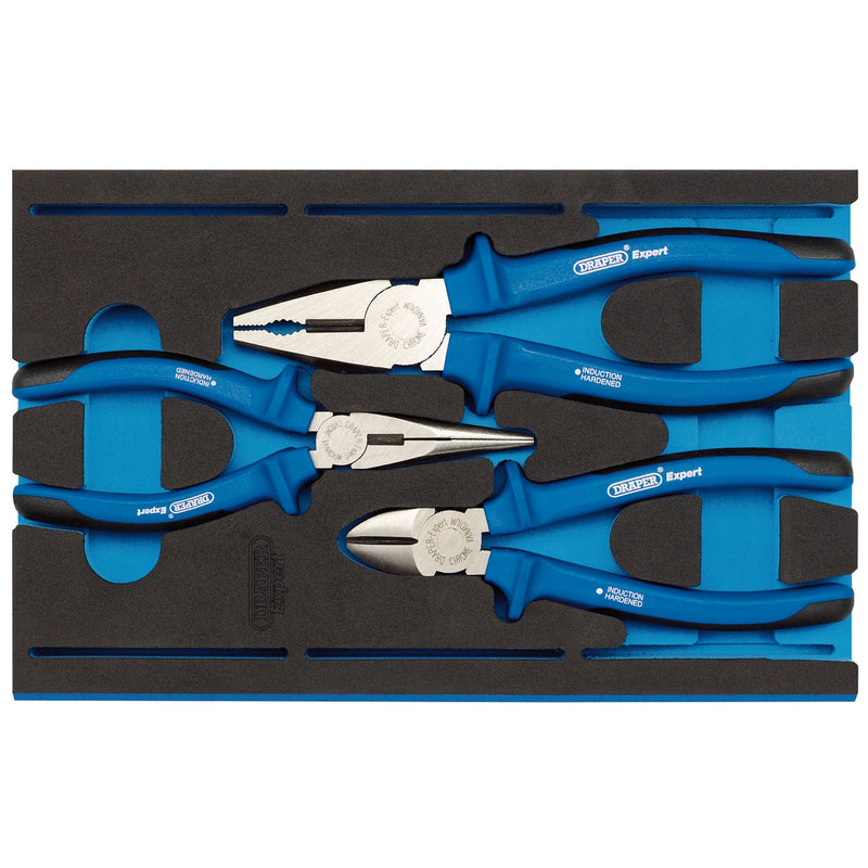 DR-63262 — Draper Expert Heavy Duty Plier Set in 1/4 Drawer EVA Insert Tray (3 Piece)