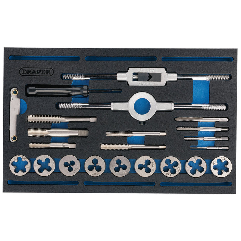 DR-63520 — Combination Tap and Die Set - Metric and BSP in EVA Foam Insert Tray (22 Piece)