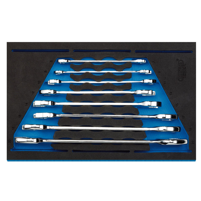 DR-63524 — Draper Expert Open Ended Spanner Set in 1/4" Drawer EVA Insert Tray (8 Piece)