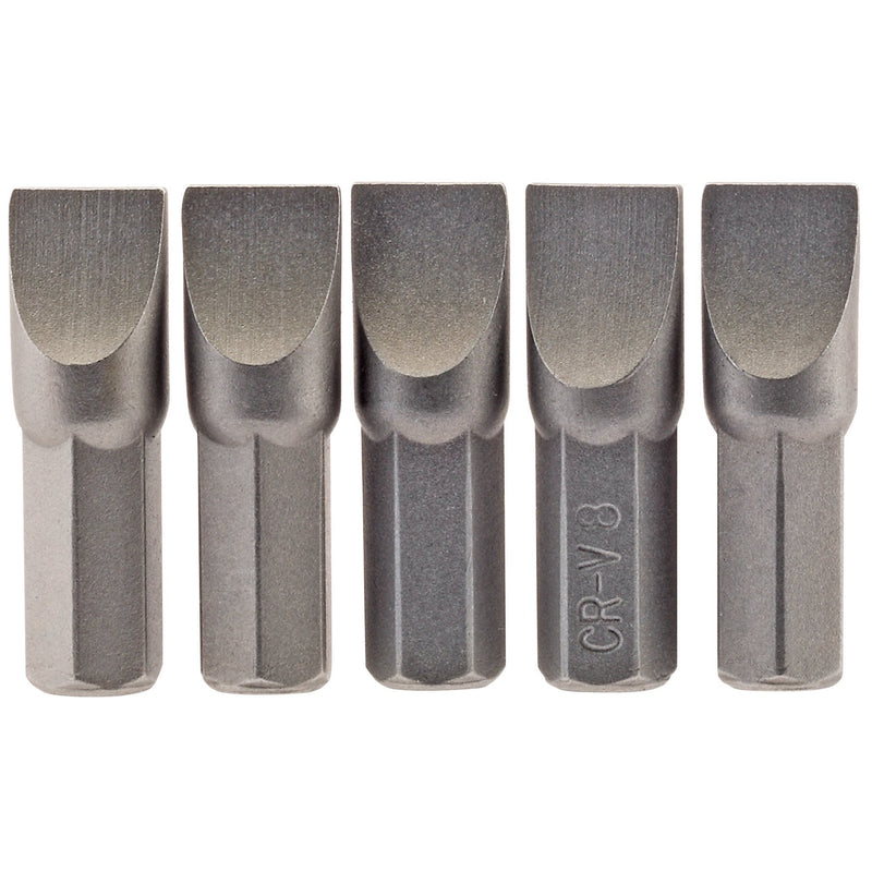 DR-64013 — Plain Slot Insert Bit, 8.0mm, 1/4" Hex, 25mm Long (Pack of 5)