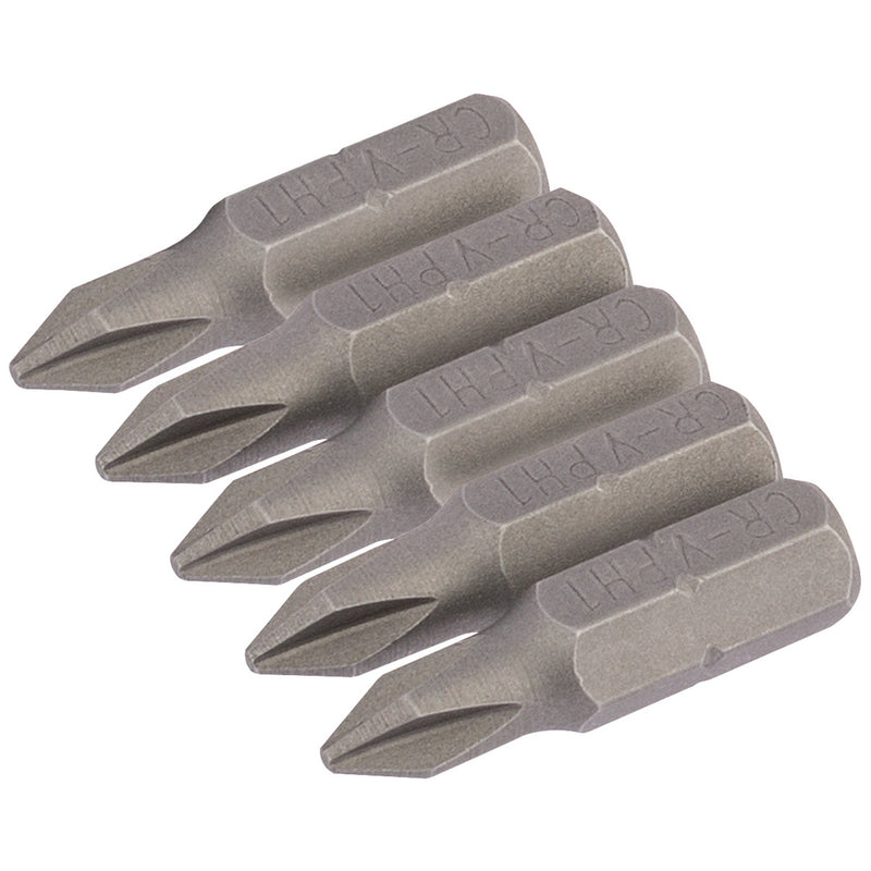 DR-64017 — Cross Slot Insert Bit, 1/4" Hex, 25mm Long, No.1 (Pack of 5)