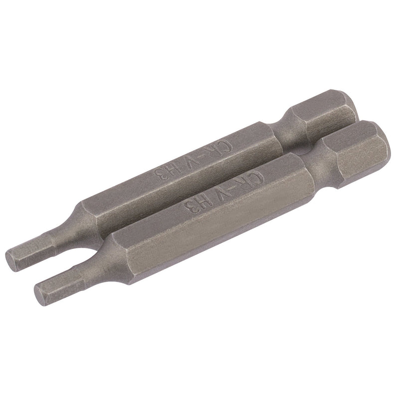 DR-64253 — Hexagonal Insert Bit, 3mm, 1/4" Hex, 50mm Long (Pack of 2)