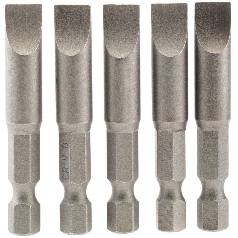 DR-64280 — Plain Slot Insert Bit, 8mm, 1/4" Hex, 50mm Long (Pack of 5)