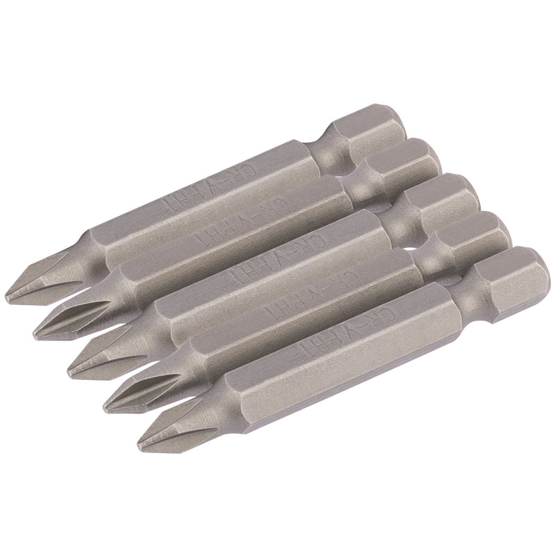 DR-64287 — Cross Slot Insert Bit, 1/4" Hex, 50mm Long, No.1 (Pack of 5)