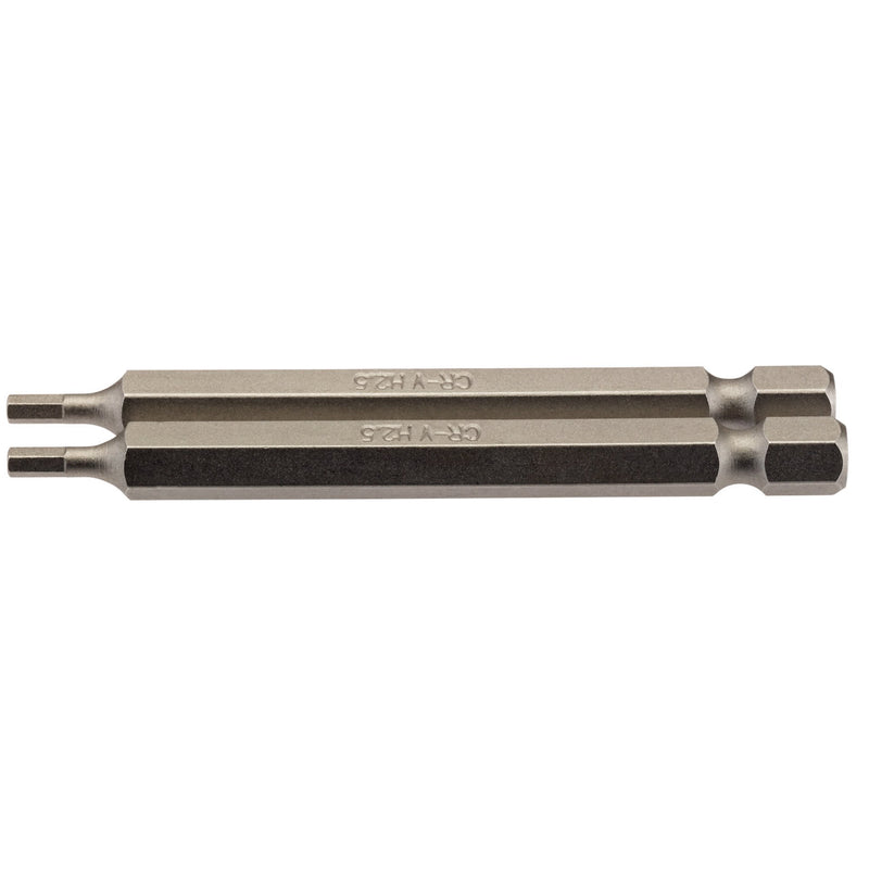 DR-64319 — Hexagonal Insert Bit, 2.5mm, 1/4" Hex, 75mm Long (Pack of 2)
