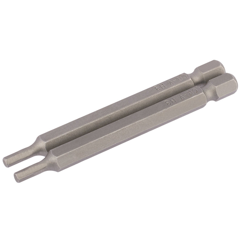DR-64320 — Hexagonal Insert Bit, 3mm, 1/4" Hex, 75mm Long (Pack of 2)