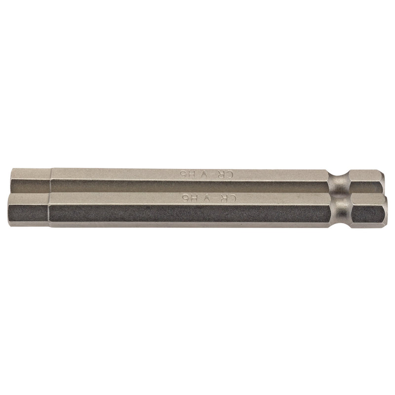 DR-64340 — Hexagonal Insert Bit, 6mm, 1/4" Hex, 75mm Long (Pack of 2)