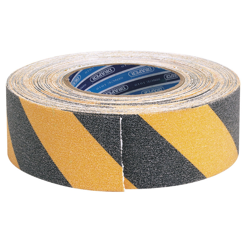 DR-65440 — Heavy Duty Safety Grip Tape Roll, 18m x 50mm, Black and Yellow