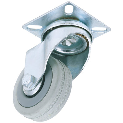 DR-65468 — Swivel Plate Fixing Rubber Castor, 50mm Diameter, S.W.L. 50kg