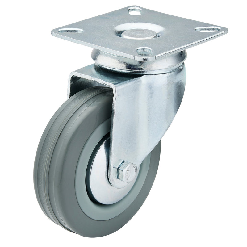 DR-65473 — Swivel Plate Fixing Rubber Castor, 75mm Diameter, S.W.L. 70kg