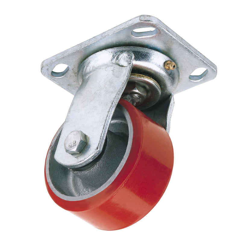 DR-65526 — Swivel Plate Fixing Heavy Duty Polyurethane Wheel, 125mm Diameter, S.W.L. 300kg