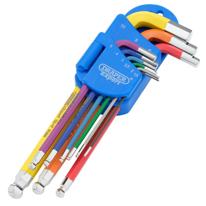 DR-66132 — Draper Expert Metric Hex. and Ball End Key Set, Colour Coded (9 Piece)
