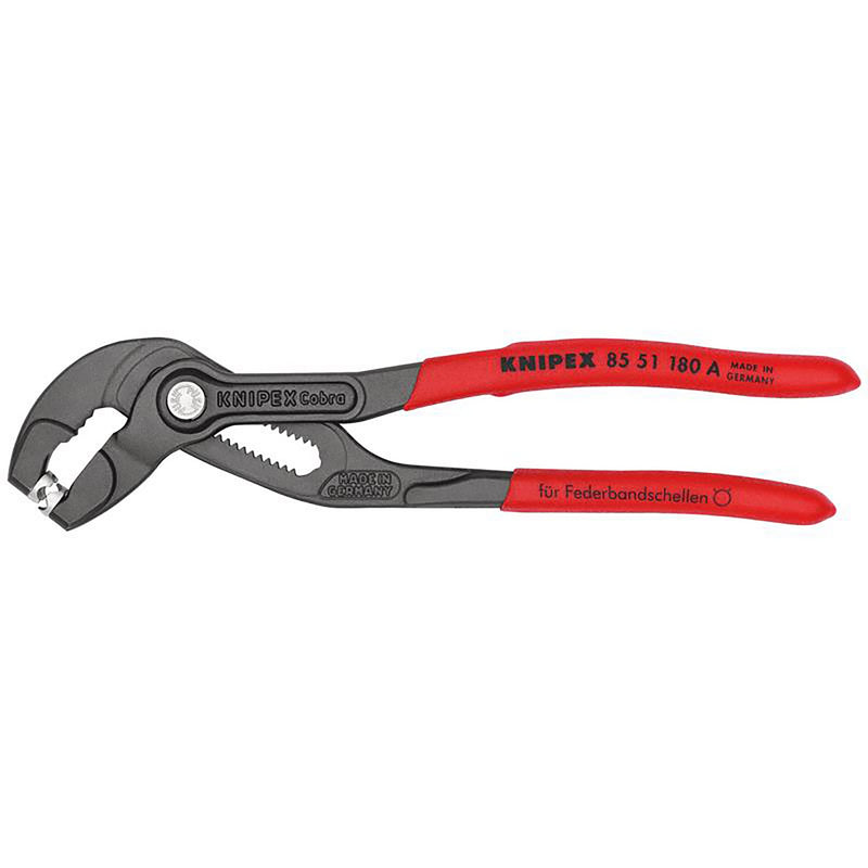 DR-79173 — KNIPEX 85 51 180 A SB Spring Hose Clamp Pliers with non-slip plastic coating grey atramentized, 180mm