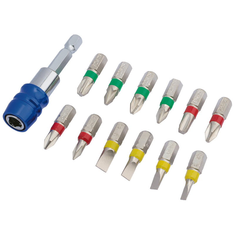 DR-82401 — Draper Expert Coloured Screwdriver Bit Set With Magnetic Holder (13 Piece)