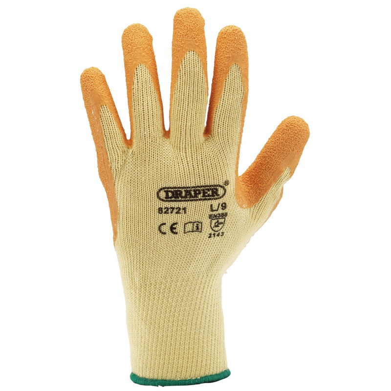 DR-82721 — Heavy Duty Latex Coated Work Gloves, Large, Orange