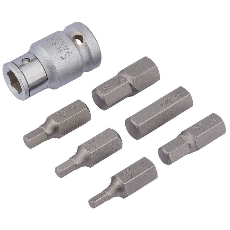DR-83565 — Draper Expert Metric Hexagon Bit Set, 1/2" Sq. Dr. (7 Piece)