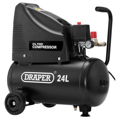DR-90126 — 230V 24L Oil-Free Compressor, 1.1kW/1.5hp and Air Tool Kit