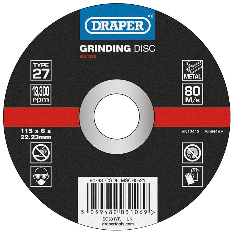 DR-94793 — DPC Metal Grinding Disc, 115 x 6 x 22.23mm