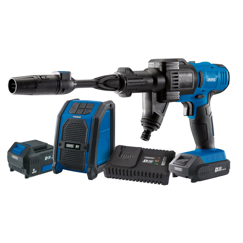 DR-94796 — D20 20V Pressure Washer, D20 20V Wireless Speaker, 1 x 2.0Ah, 1 x 3.0Ah, 1 x Fast Charger