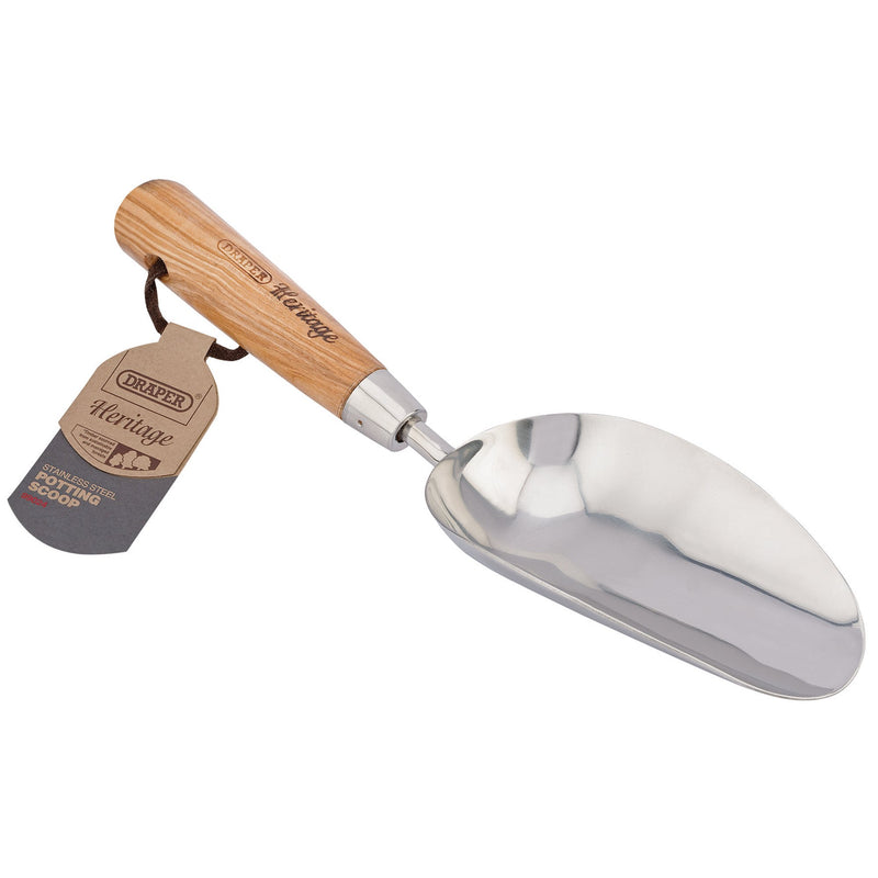 DR-99024 — Draper Heritage Stainless Steel Hand Potting Scoop with Ash Handle