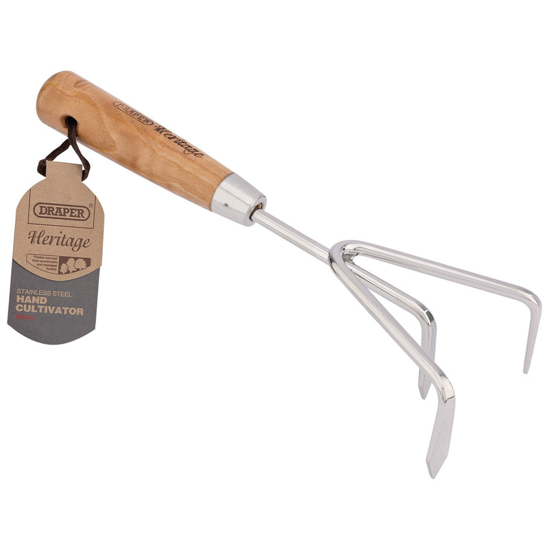 DR-99026 — Draper Heritage Stainless Steel Hand Cultivator with Ash Handle