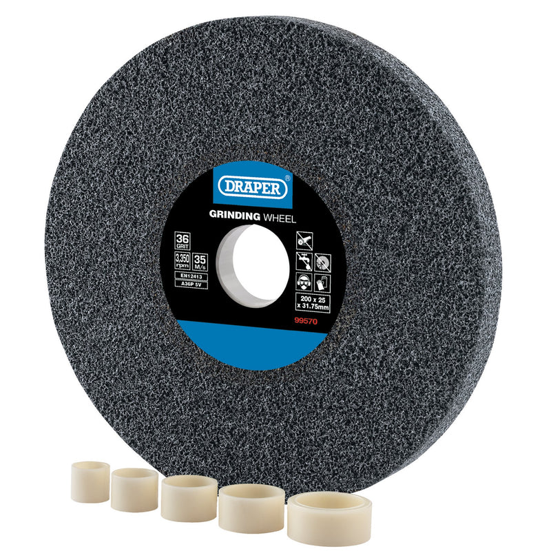 DR-99570 — Aluminium Oxide Bench Grinding Wheel, 200 x 25mm, 36 Grit