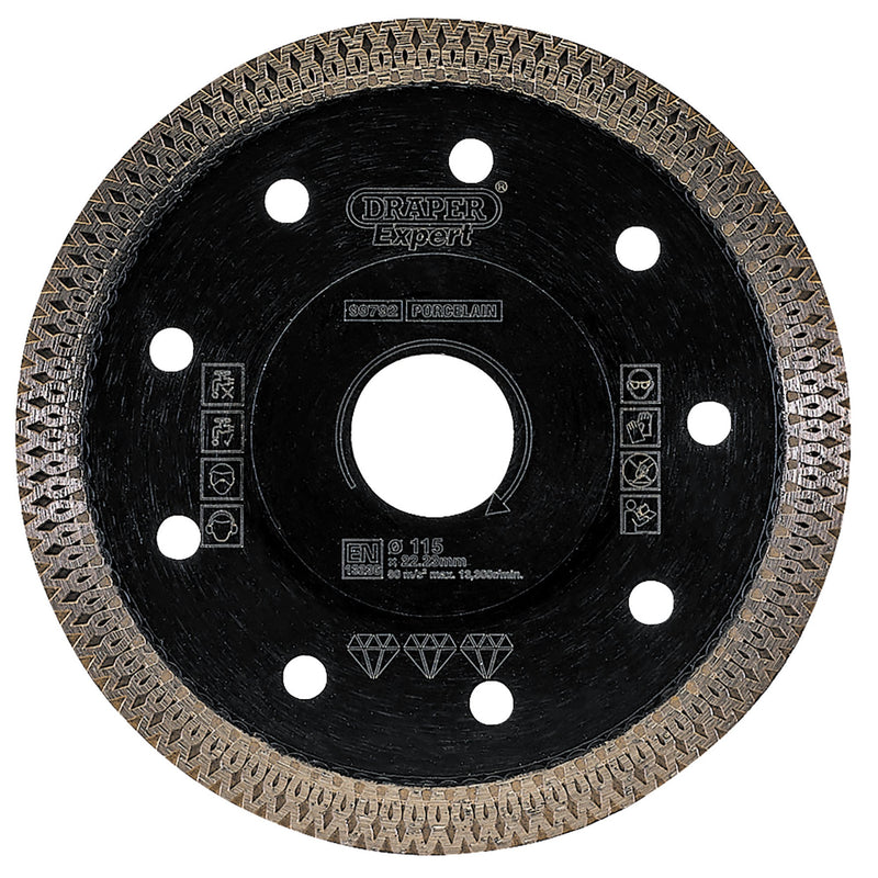 DR-99792 — Draper Expert Turbo-X Porcelain Diamond Blade, 115mm