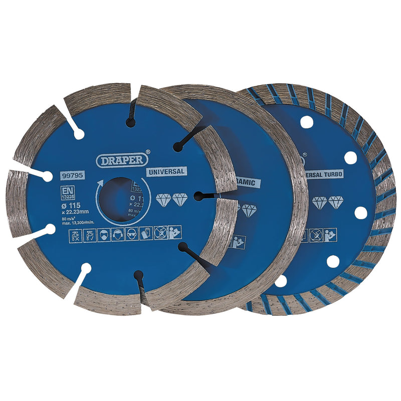 DR-99795 — Diamond Blade Set, 115mm (3 Piece)