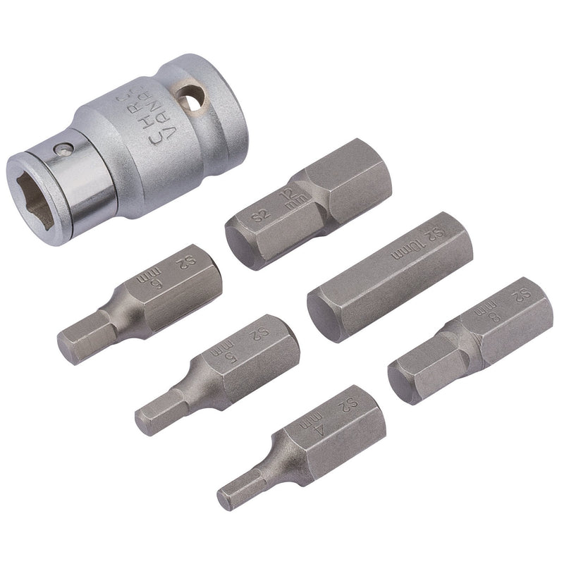 Draper Expert Metric Hexagon Bit Set, 1/2" Sq. Dr. (7 Piece) - DR-83565 - Draper - Trade Counter Direct