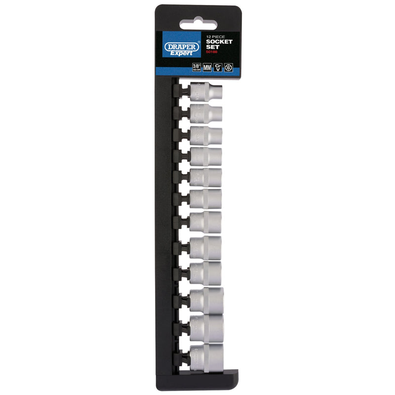 Draper Expert Metric Socket Set, 3/8" Sq. Dr. (12 Piece) - DR-50188 - Draper - Trade Counter Direct