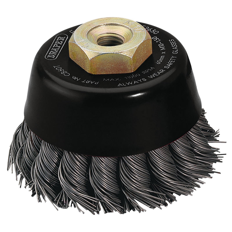 Draper Expert Steel Twist-Knot Wire Cup Brush, 60mm, M10 - DR-52630 - Draper - Trade Counter Direct