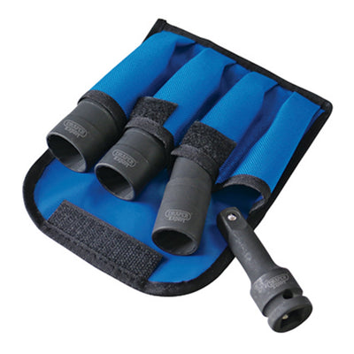 Draper Expert Wheel Nut Double Impact Socket Kit, 1/2" Sq. Dr. (4 Piece) - DR-09539 - Draper - Trade Counter Direct