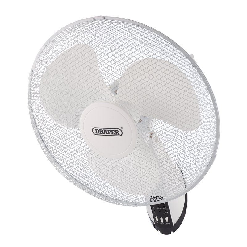 Draper FAN7C Oscillating Wall Mounted Fan with Remote Control, 16", 3 Speed - (70975) - DR-70975 - Draper - Trade Counter Direct