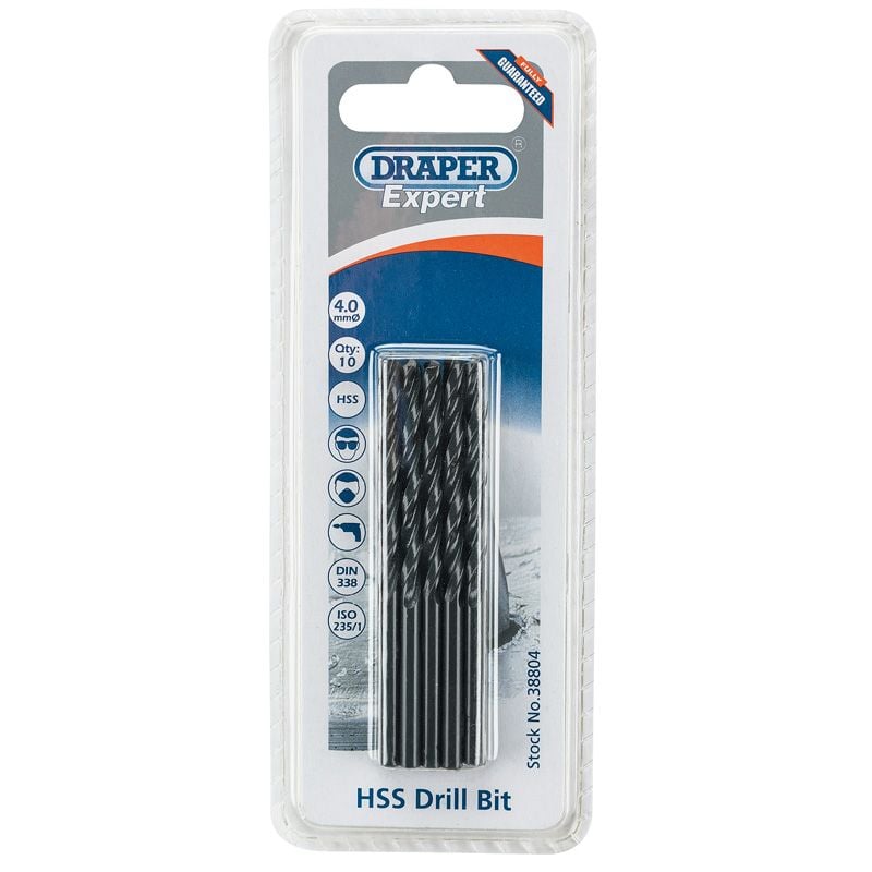 Draper H29MC HSS Drill Bit, 4.0mm (Pack of 10) - DR-38804 - Draper - Trade Counter Direct